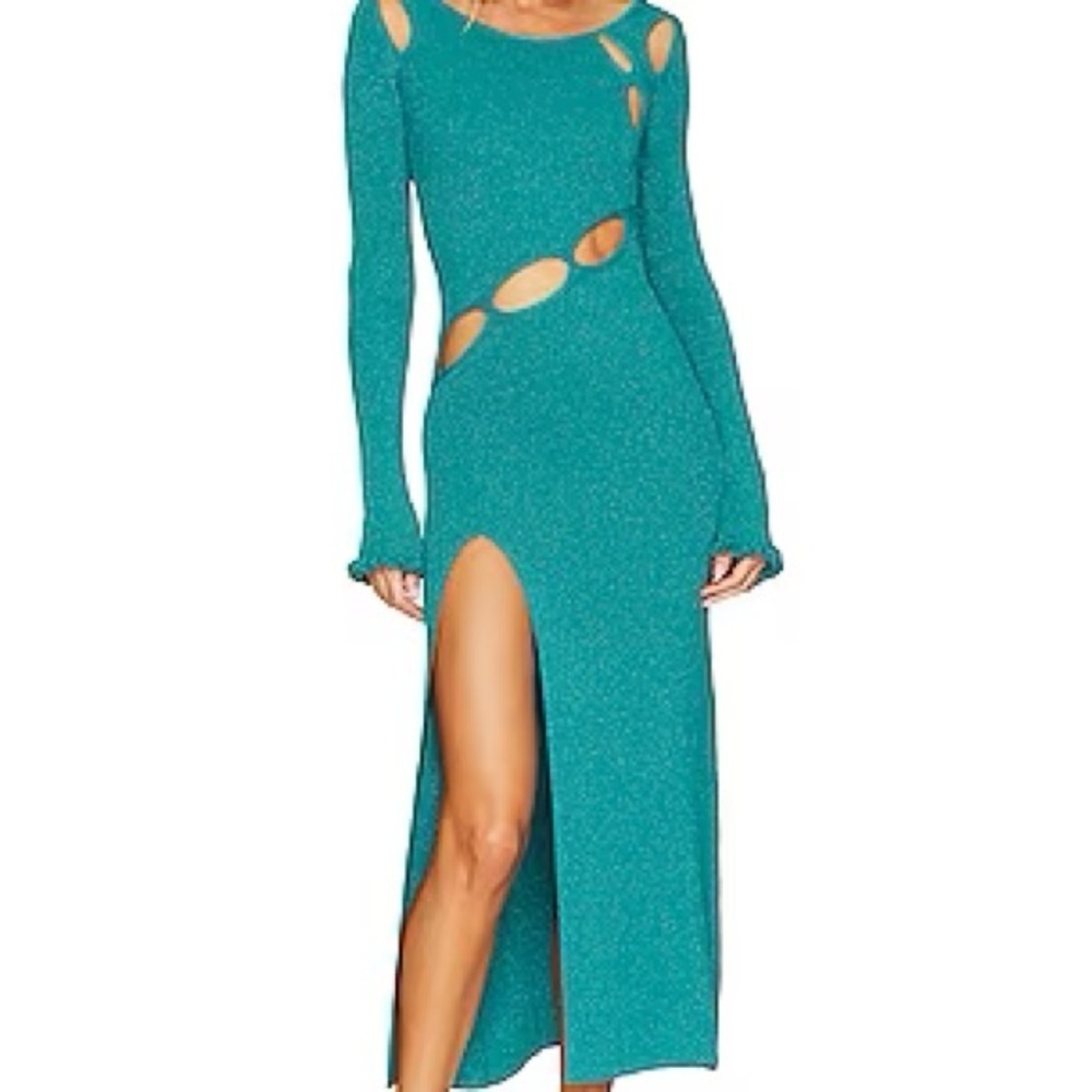 For Love And Lemons Turquoise Long Sleeve Dress